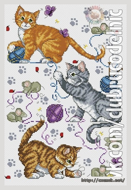Download embroidery patterns by cross-stitch  - Котята