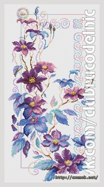 Download embroidery patterns by cross-stitch  - Цветы