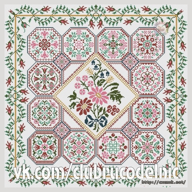 Download embroidery patterns by cross-stitch  - Цветочная заплатка