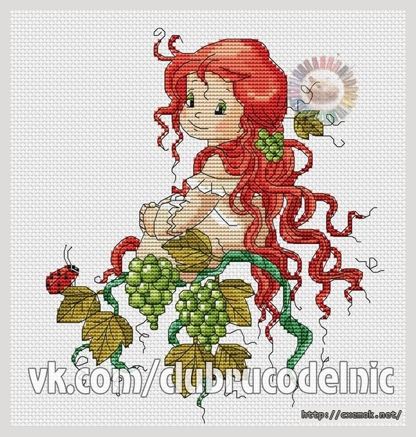Download embroidery patterns by cross-stitch  - Фея виноградной лозы
