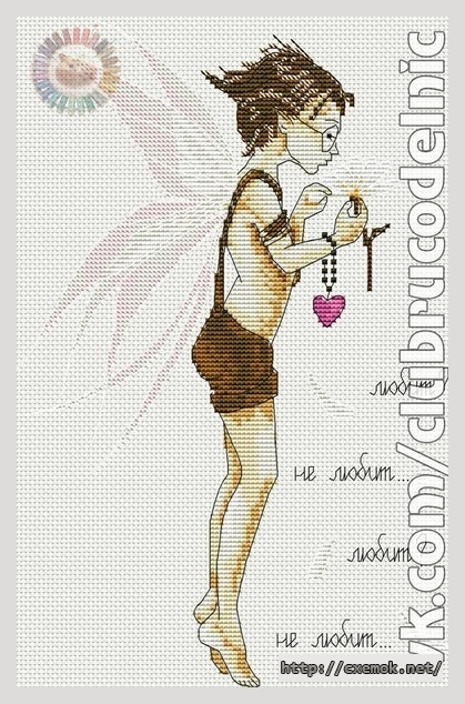 Download embroidery patterns by cross-stitch  - Любит не любит