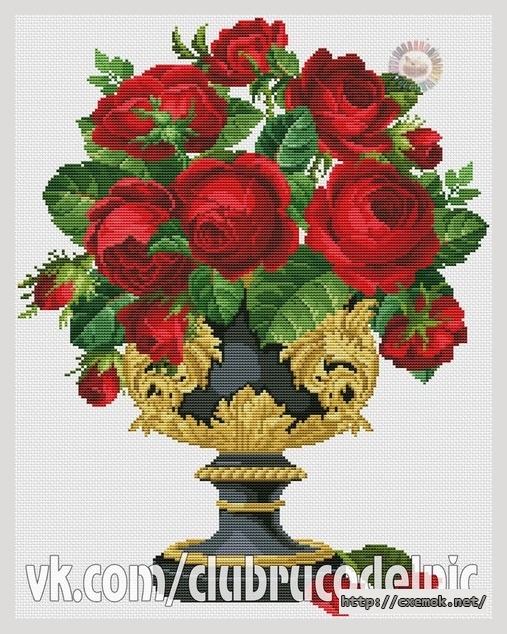 Download embroidery patterns by cross-stitch  - Розы в черной вазе