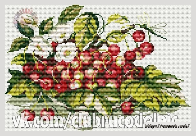 Download embroidery patterns by cross-stitch  - Натюрморт с черешней