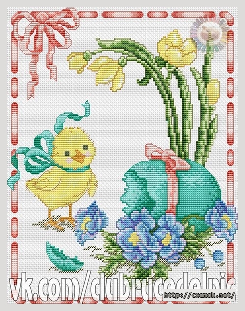 Download embroidery patterns by cross-stitch  - Пасхальный цыпленок