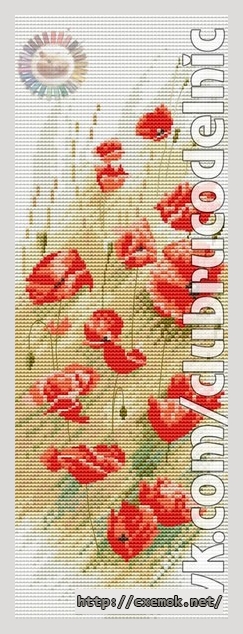 Download embroidery patterns by cross-stitch  - Панель дикие маки