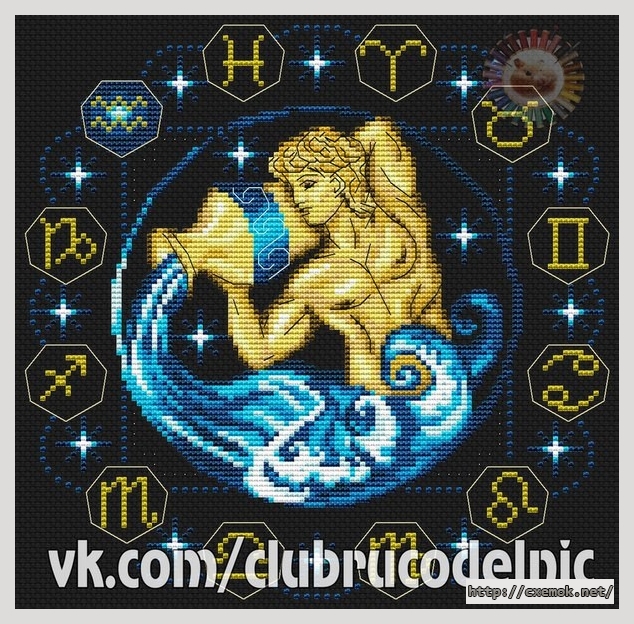 Download embroidery patterns by cross-stitch  - Водолей