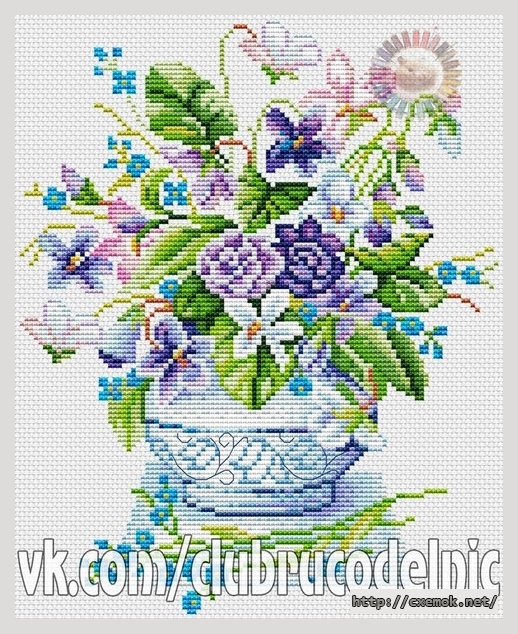 Download embroidery patterns by cross-stitch  - Лиловый букет