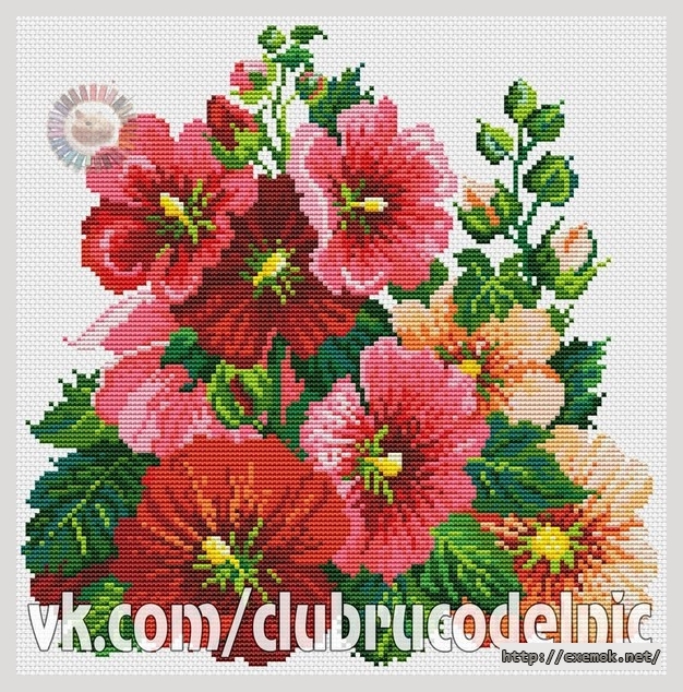 Download embroidery patterns by cross-stitch  - Мальвы