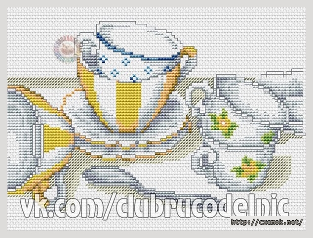 Download embroidery patterns by cross-stitch  - Картина с желтыми чашками