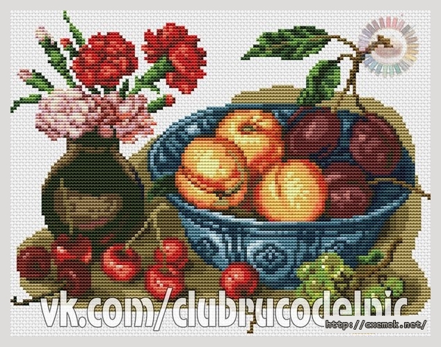 Download embroidery patterns by cross-stitch  - Натюрморт гвоздики