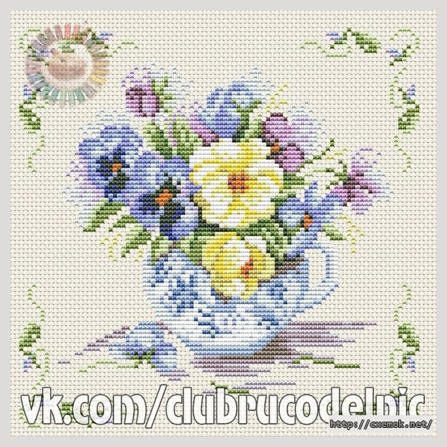 Download embroidery patterns by cross-stitch  - Фиалки