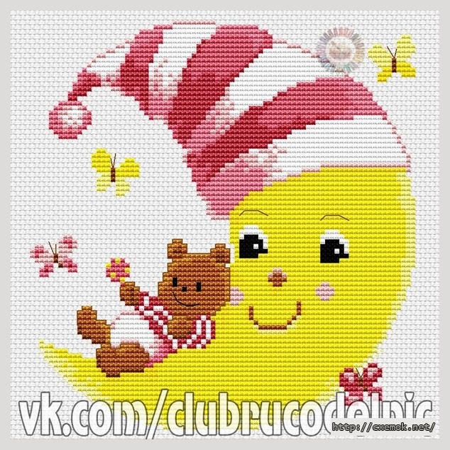 Download embroidery patterns by cross-stitch  - Мишка на луне - девочка