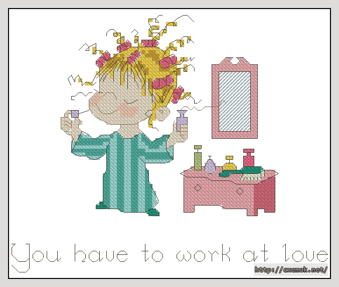 Download embroidery patterns by cross-stitch  - You have to work at love, author 