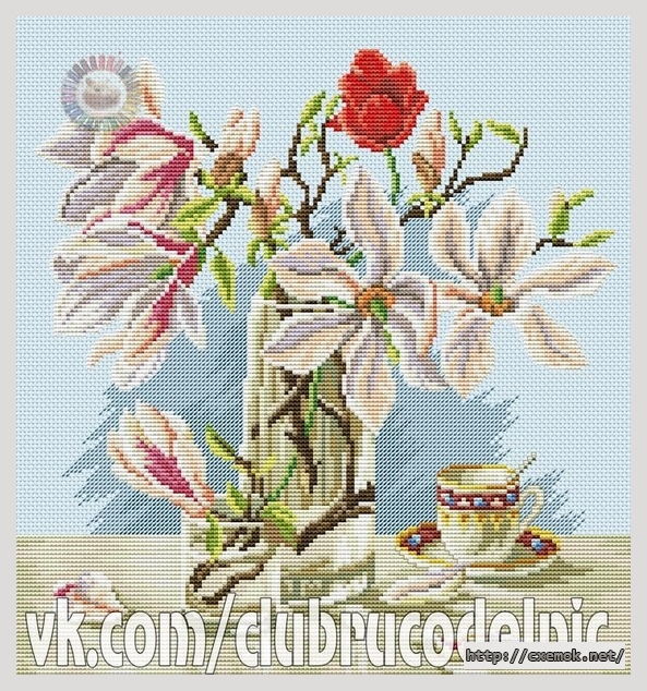 Download embroidery patterns by cross-stitch  - Магнолия