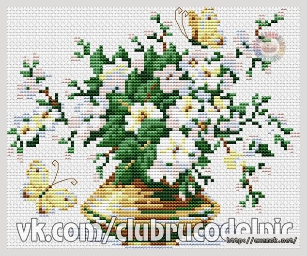 Download embroidery patterns by cross-stitch  - Светлый букет с бабочками