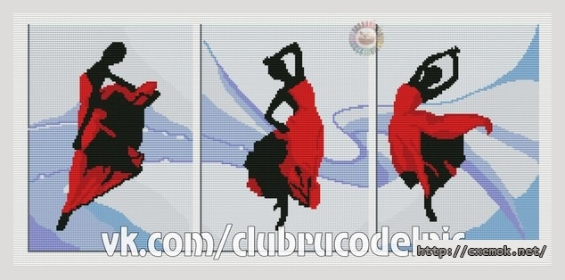 Download embroidery patterns by cross-stitch  - Триптих страстные танцы