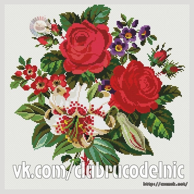 Download embroidery patterns by cross-stitch  - Английские цветы