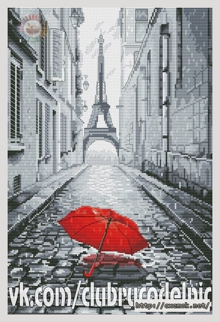 Скачать схему вышивки нитками В Париже дождь, автор 