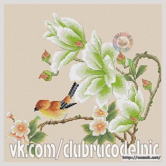 Download embroidery patterns by cross-stitch  - Подушка с птичкой