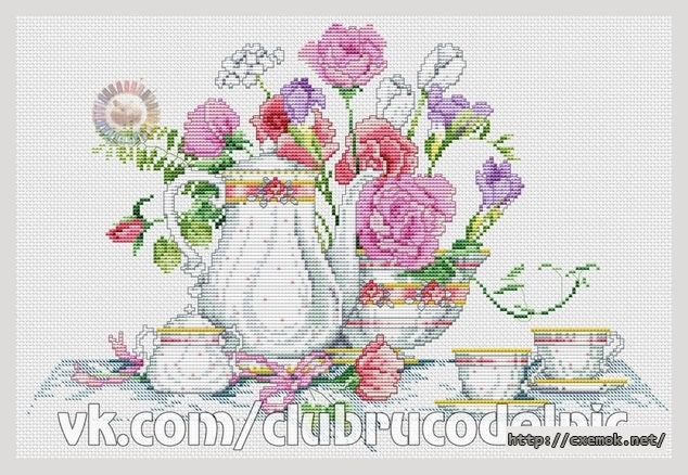 Download embroidery patterns by cross-stitch  - Натюрморт чаепитие