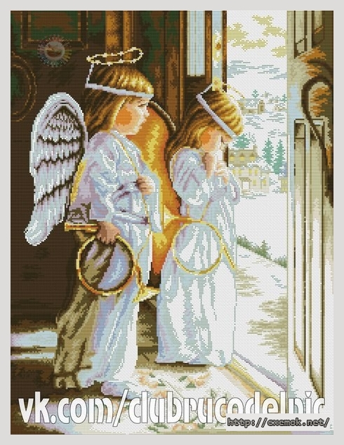 Скачать схему вышивки ангел и девочка