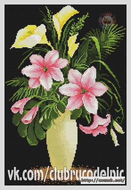 Download embroidery patterns by cross-stitch  - Цветы в вазе