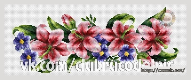 Download embroidery patterns by cross-stitch  - Лилии