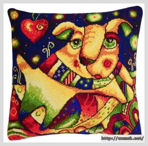 Download embroidery patterns by cross-stitch  - Подушка с собакой