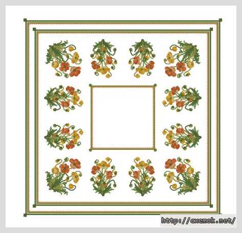 Download embroidery patterns by cross-stitch  - Салфетка с маками