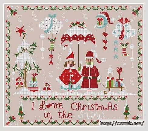Download embroidery patterns by cross-stitch  - Снежное рождество
