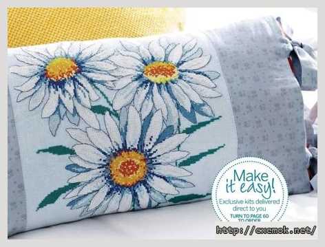 Download embroidery patterns by cross-stitch  - Подушка с ромашками