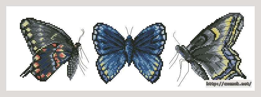 Download embroidery patterns by cross-stitch  - Коллекция с мотыльками