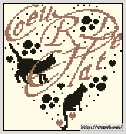 Download embroidery patterns by cross-stitch  - Cat heart, author 