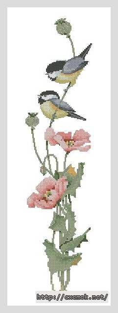 Download embroidery patterns by cross-stitch  - Птички с маком