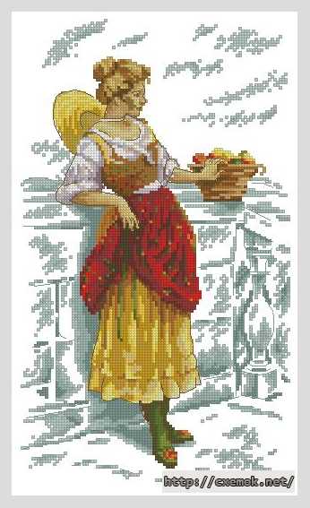 Download embroidery patterns by cross-stitch  - Девушка с фруктами