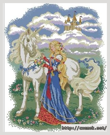 Скачать схему вышивки нитками Lady and Unicorn, автор 