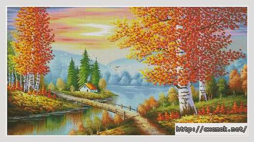 Download embroidery patterns by cross-stitch  - Золотая осень