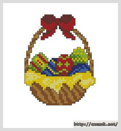 Download embroidery patterns by cross-stitch  - Корзинка с яйцами