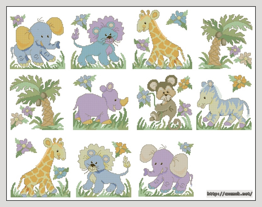 Download embroidery patterns by cross-stitch  - Jungle babies afghan, author 