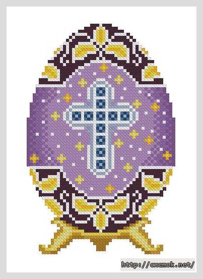 Download embroidery patterns by cross-stitch  - Серебряный крест на фиолетовом