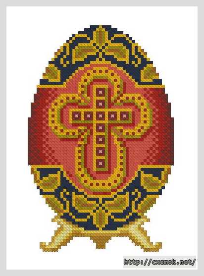 Download embroidery patterns by cross-stitch  - Рубиновый крест на красном