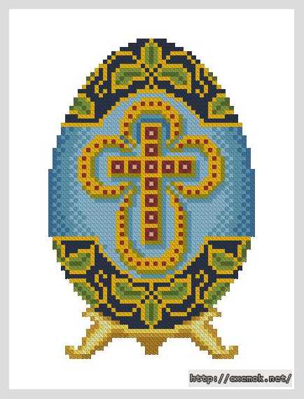 Download embroidery patterns by cross-stitch  - Рубиновый крест на голубом