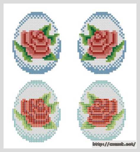 Завантажити схеми вишивки нитками / хрестом  - Пасхальное яйцо с розой