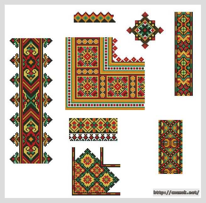 Скачать схему вышивки нитками Українські орнаменти