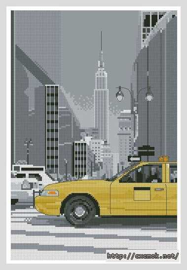Скачать схему вышивки нитками Такси в Нью Йорке