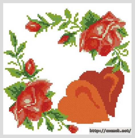 Download embroidery patterns by cross-stitch  - Розы и два сердца