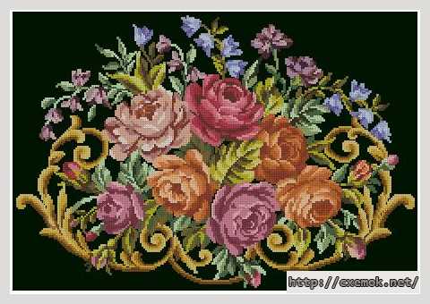 Download embroidery patterns by cross-stitch  - Ретро-букет