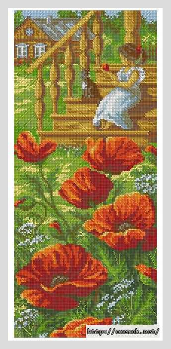 Download embroidery patterns by cross-stitch  - Маки у крыльца