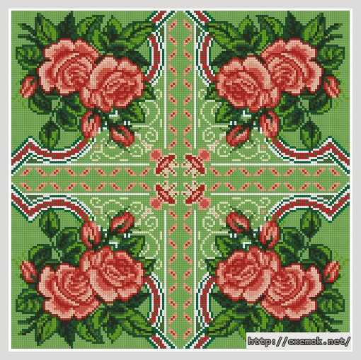 Download embroidery patterns by cross-stitch  - Подушка с розами