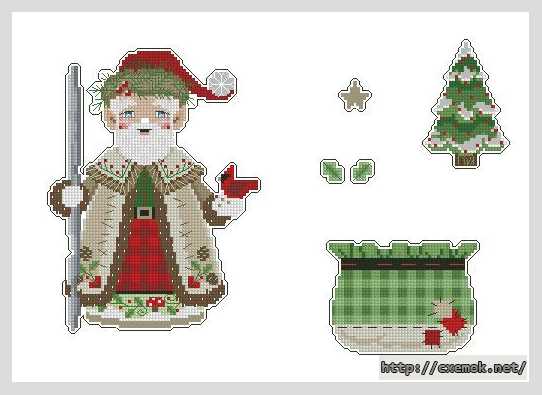 Download embroidery patterns by cross-stitch  - Дед мороз с подарками